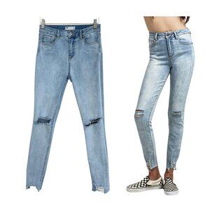 RSQ Jeans Girls 12 Tilly’s Blue Super High Rise Jeggings Denim Light Wash
